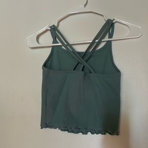 summer top with cross back and ruffled bottom